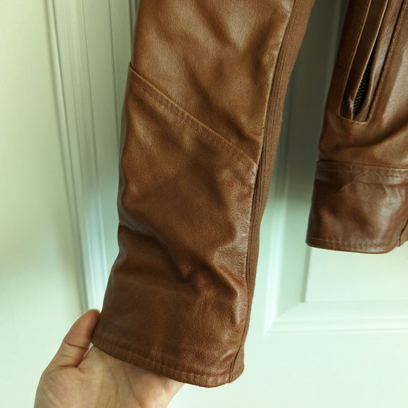 Real Fox Fur Trim Quilted Leather Biker Jacket - Picture 8 of 11